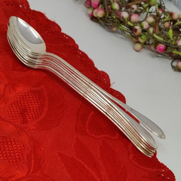 8X LHTSP New England Rosemary SilverPlate Iced Tea Malt Spoons Flatware Delicate - Picture 14 of 14